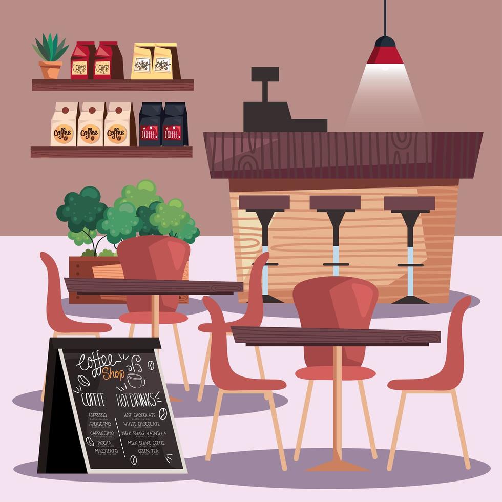 coffee shop with tables vector