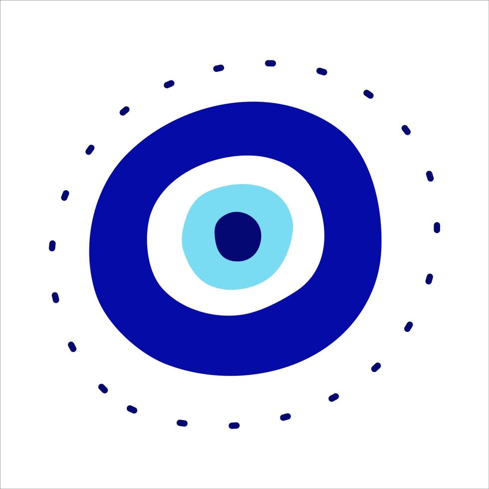 amuleto griego del mal de ojo aislado. ojo turco con pestañas y un globo ocular en azul para amuleto y protección. ilustración vectorial en un estilo plano vector