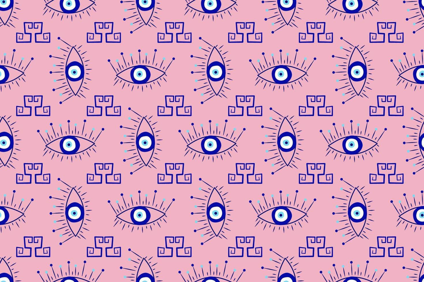 Isolated greek amulet evil eye seamless pattern.Turkish eye in a blue for amulet and protection in endless pattern. Vector illustration in a flat style