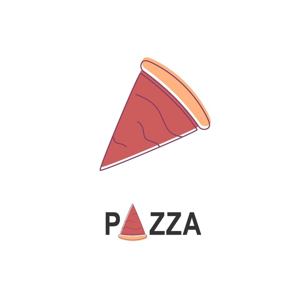 Logotipo de pizza simple para el empaque de la cafetería y el menú del restaurante. Logotipo de comida rápida con ilustración de vector de estilo plano moderno. Logotipo de rebanada de pizza para pizzería italiana con pizzería minimalista de estilo plano