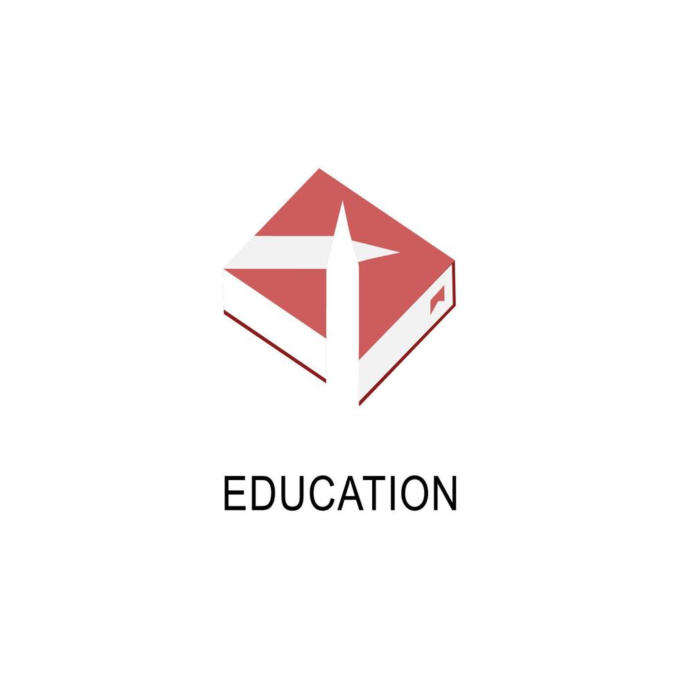 Simple education logo design template. Book icon and pencil emblem for courses, classes and schools vector illustration. Online education, e-book, business company, library, store and learning concept