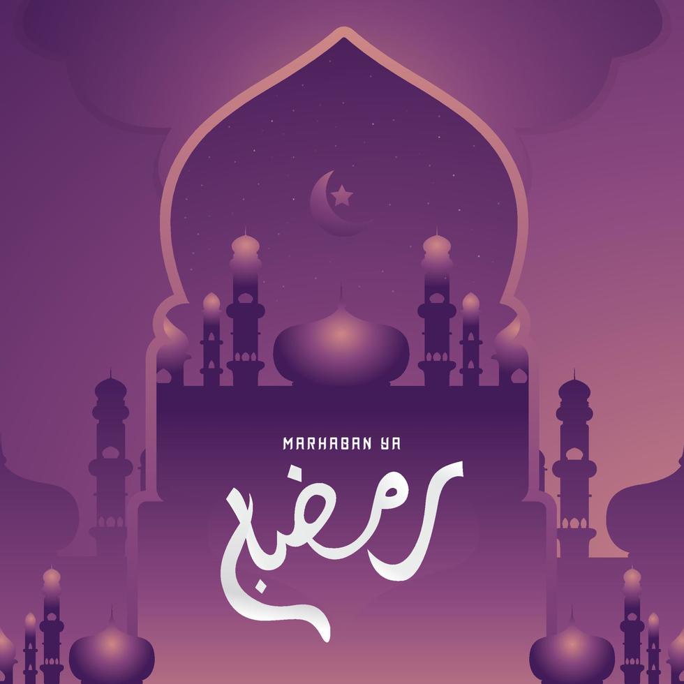 Marhaban ya Ramadan Islamic Design Concept to celebrate the month of Ramadan vector