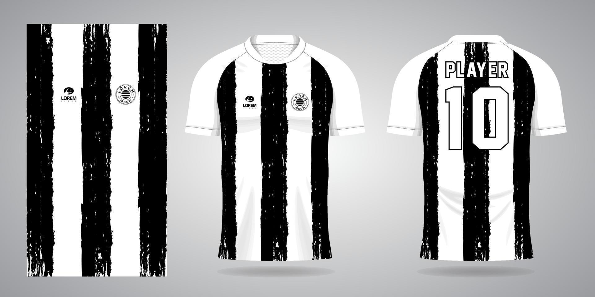 plantilla de diseño de jersey de camiseta deportiva blanca negra vector