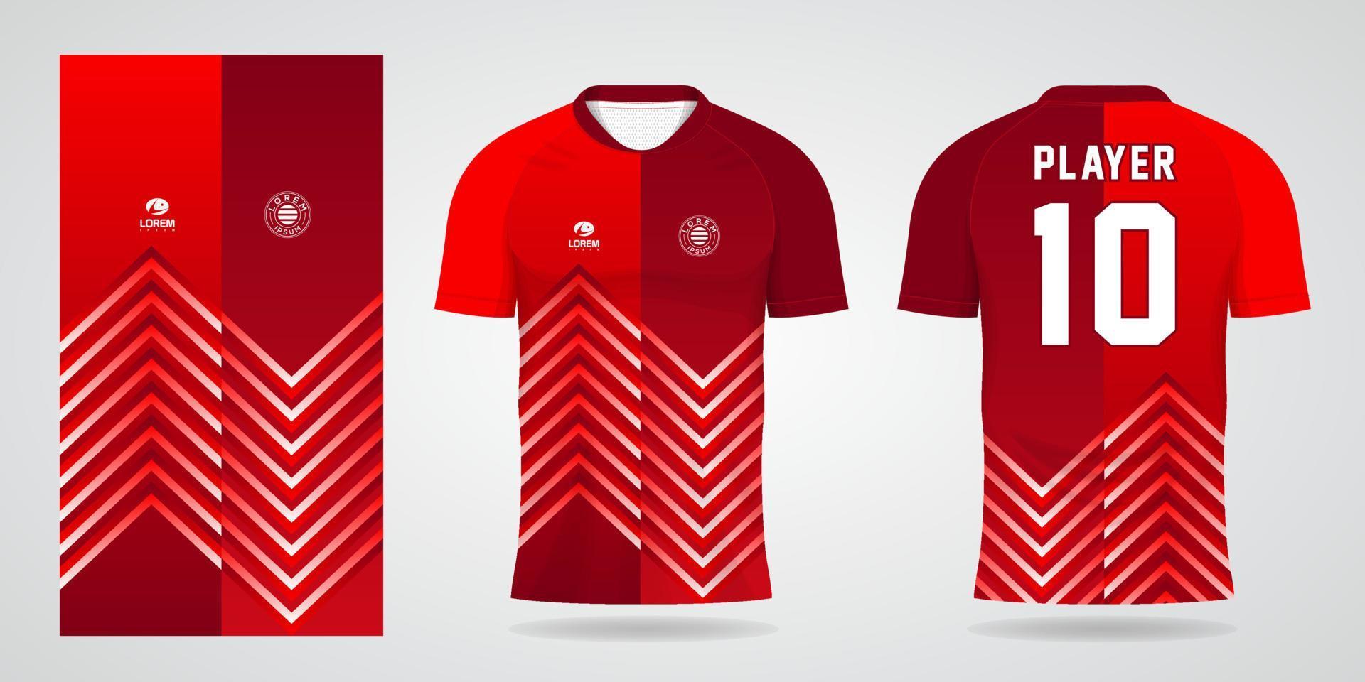 red sports shirt jersey design template vector