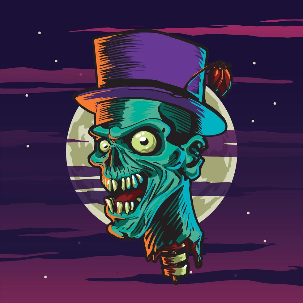 Zombie coming out of the grave. Illustration for Halloween. Happy Halloween. vector