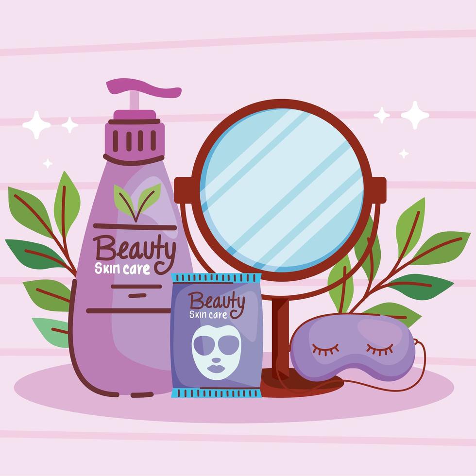mirror and skin care icons vector