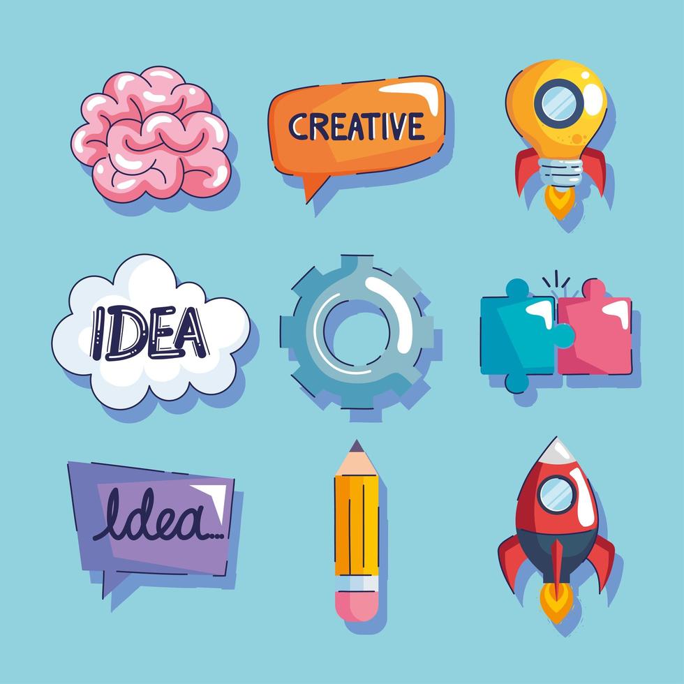 idea e iconos creativos vector