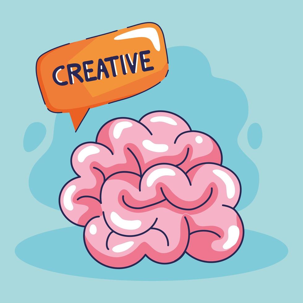 banner creativo con cerebro vector