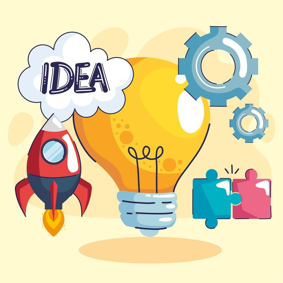 idea light bulb and icons vector