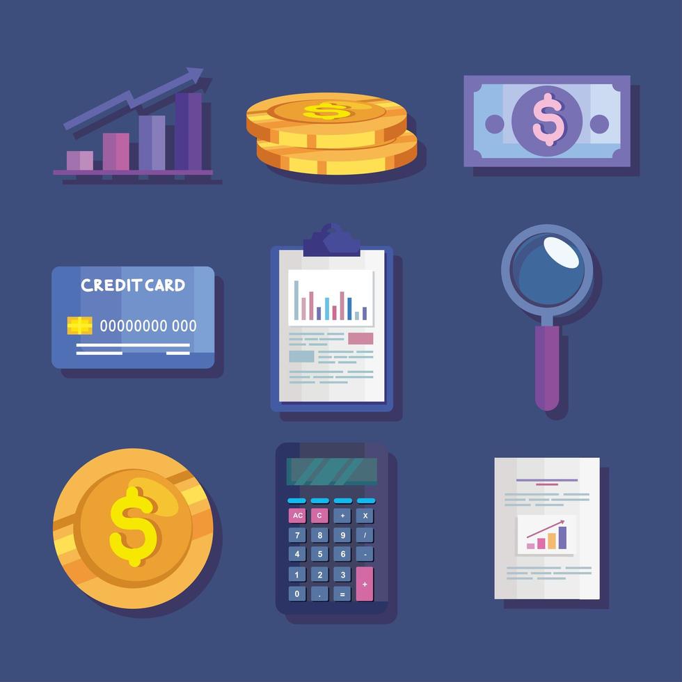 iconos de negocios y finanzas vector