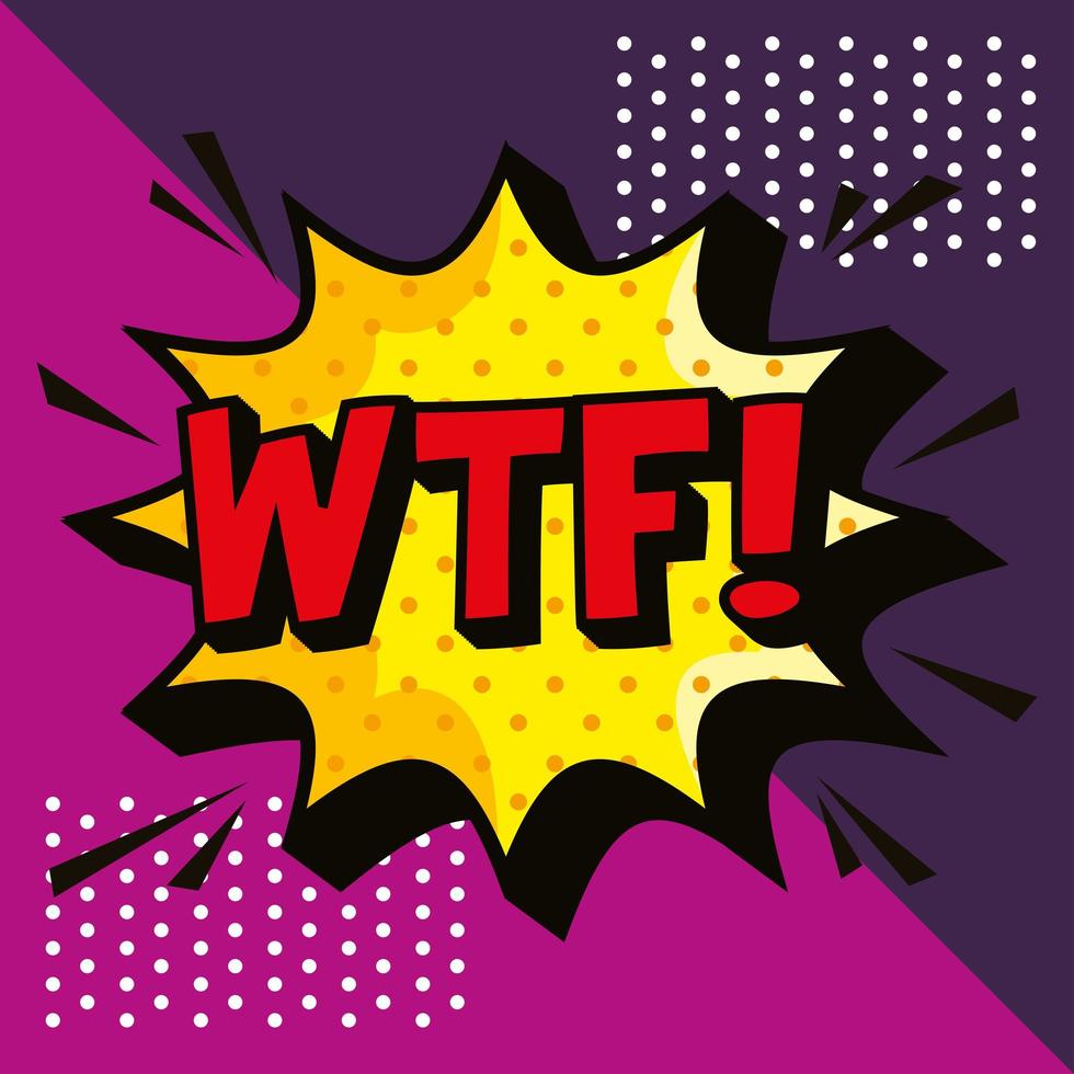 wtf comic onomatopoeia in explosion vector