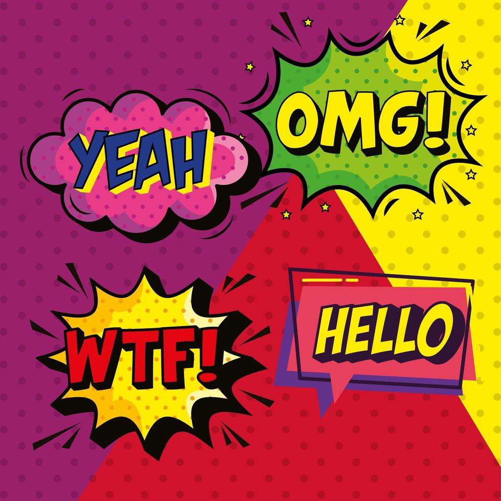 comic exclamations icons vector