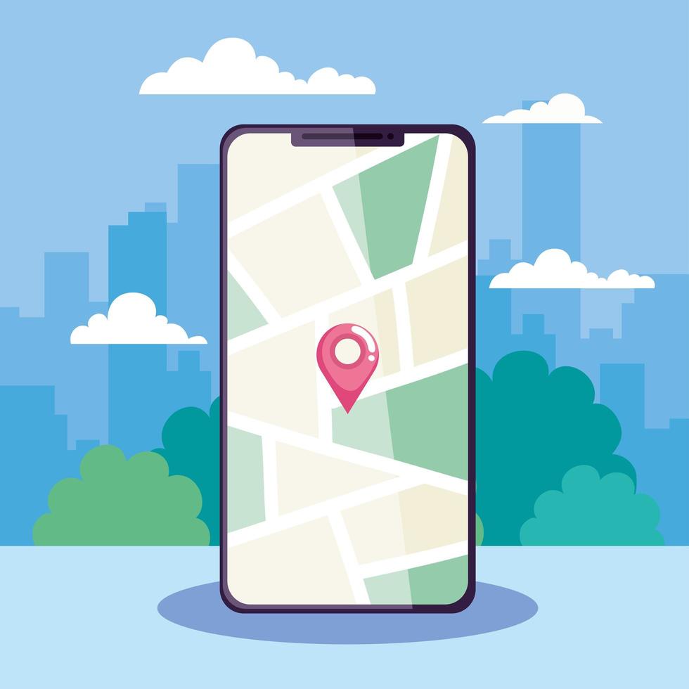 aplicación de teléfono inteligente y gps vector