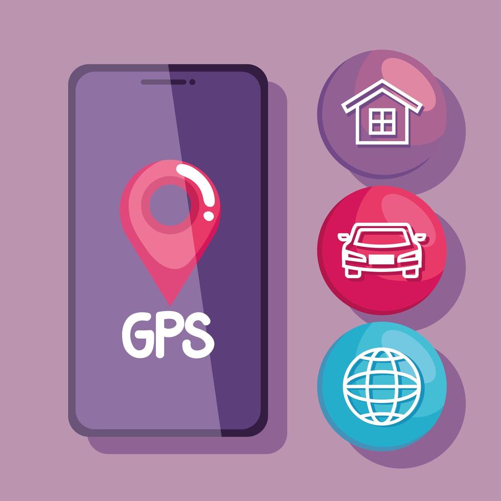 smartphone and gps vector