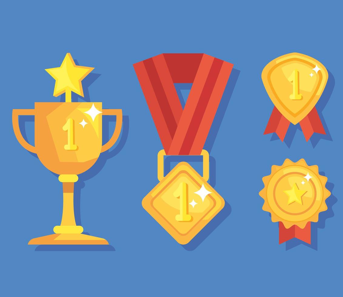 reward medals and trophy vector