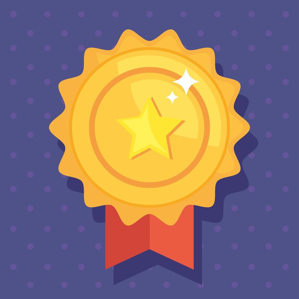 reward medal with star decoration vector