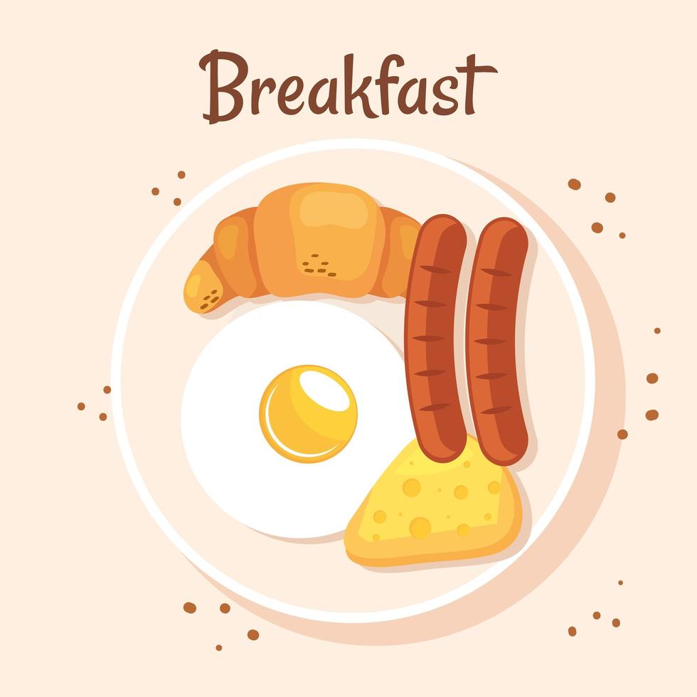 delicioso plato con desayuno vector