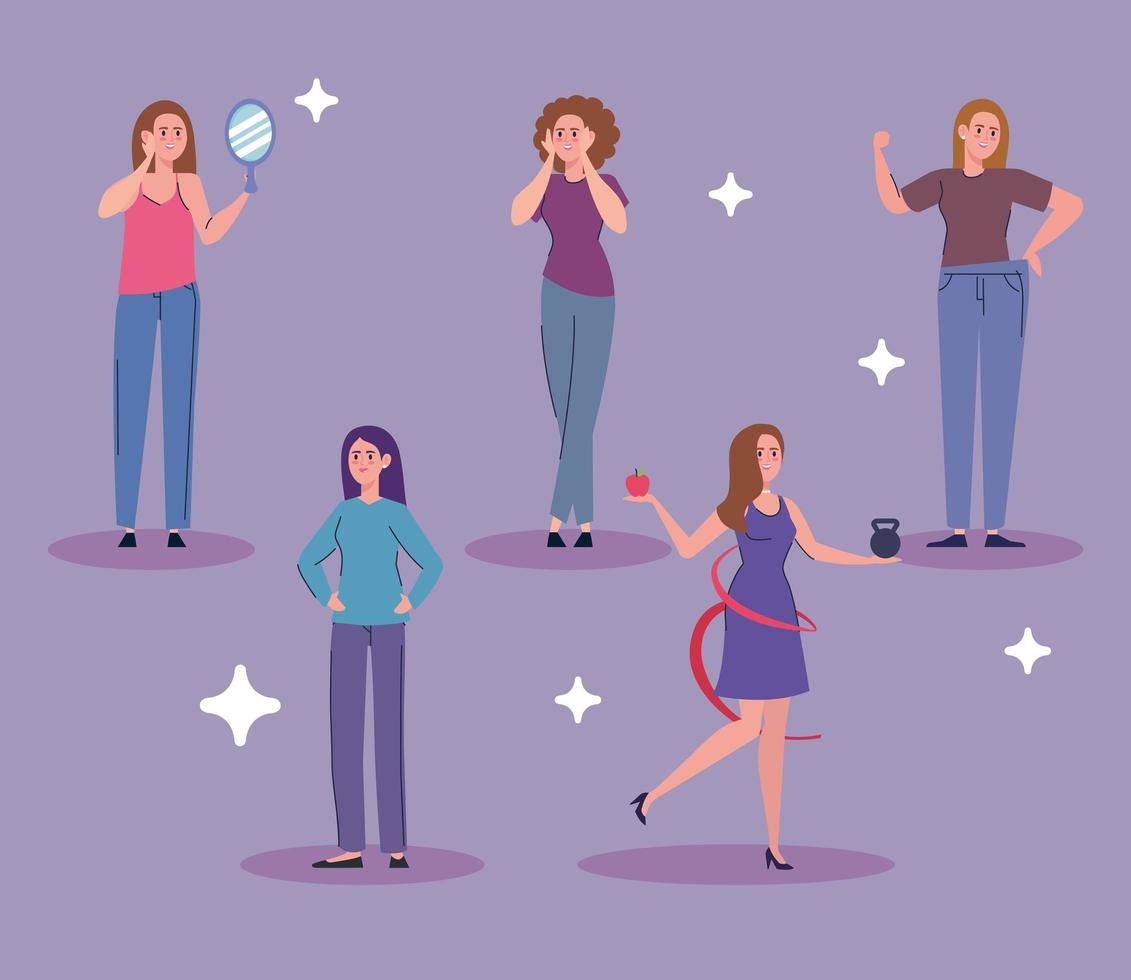 group female happy after losing weight vector
