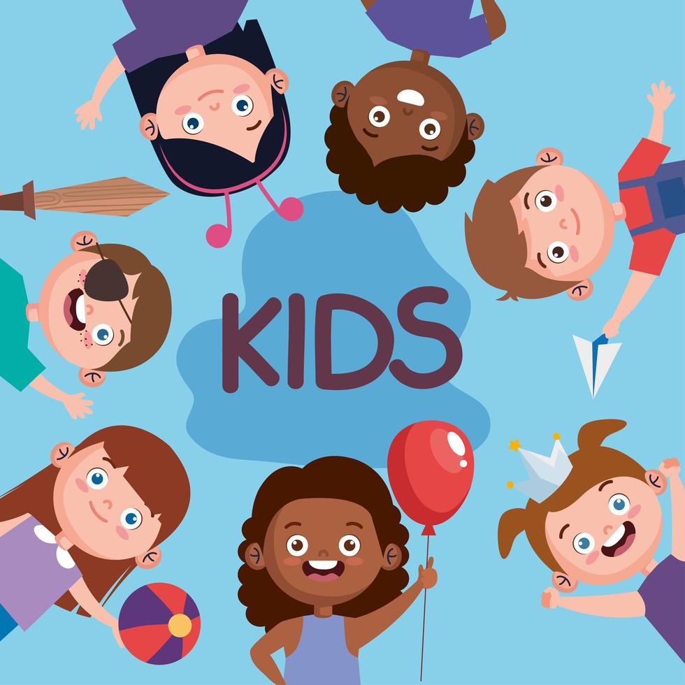 banner with cute kids vector