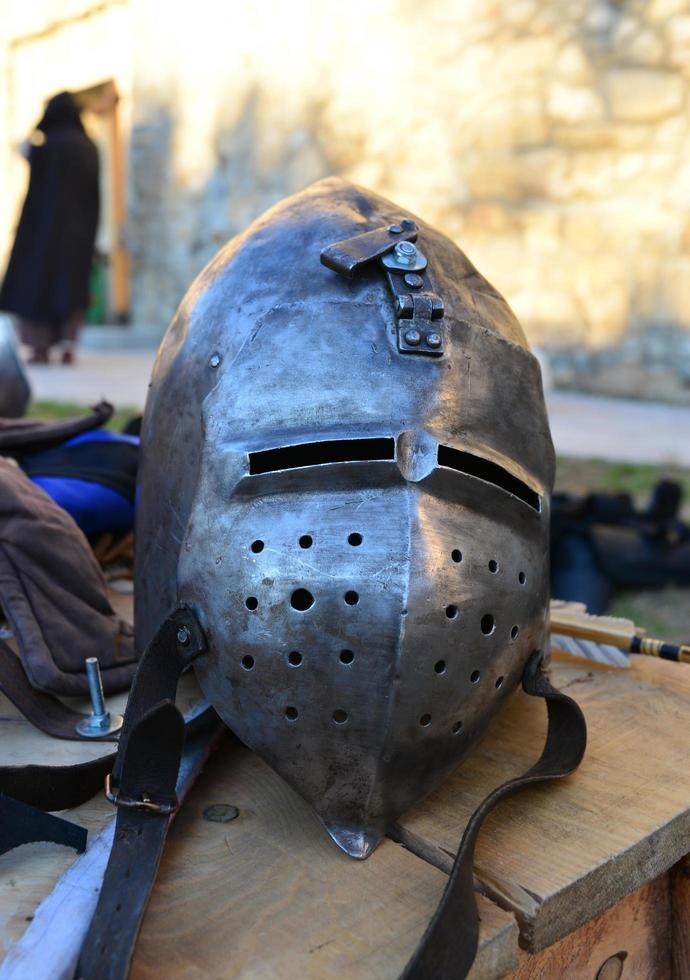 medieval metal helmet photo