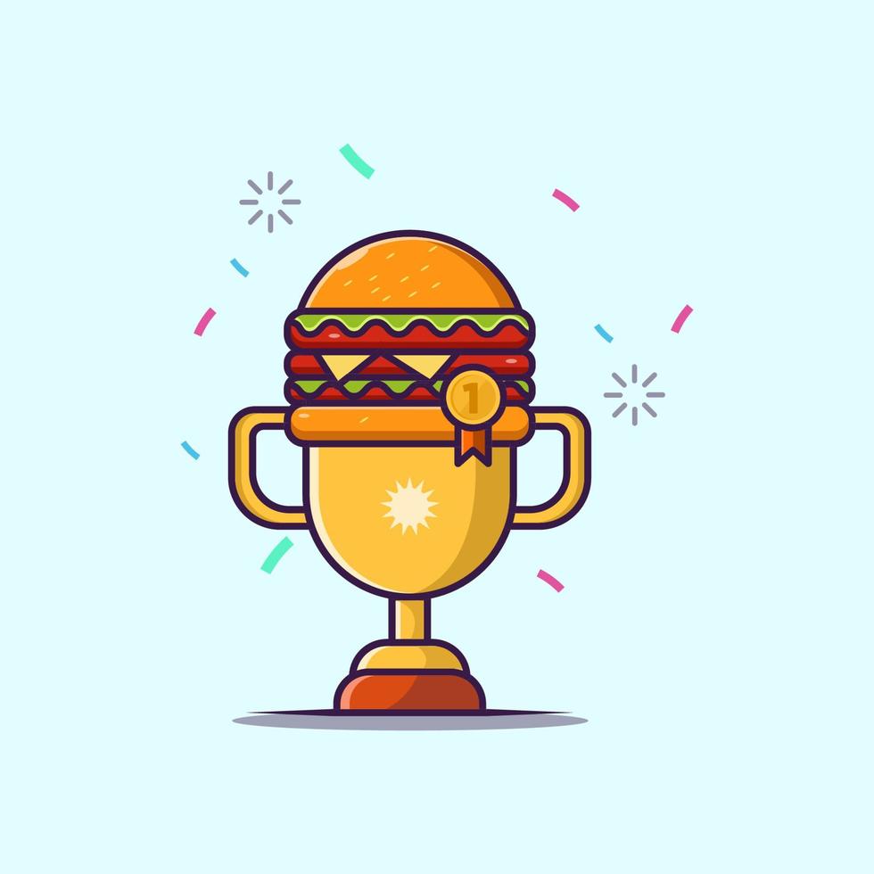 ilustración de hamburguesa de comida americana en forma de trofeo vector