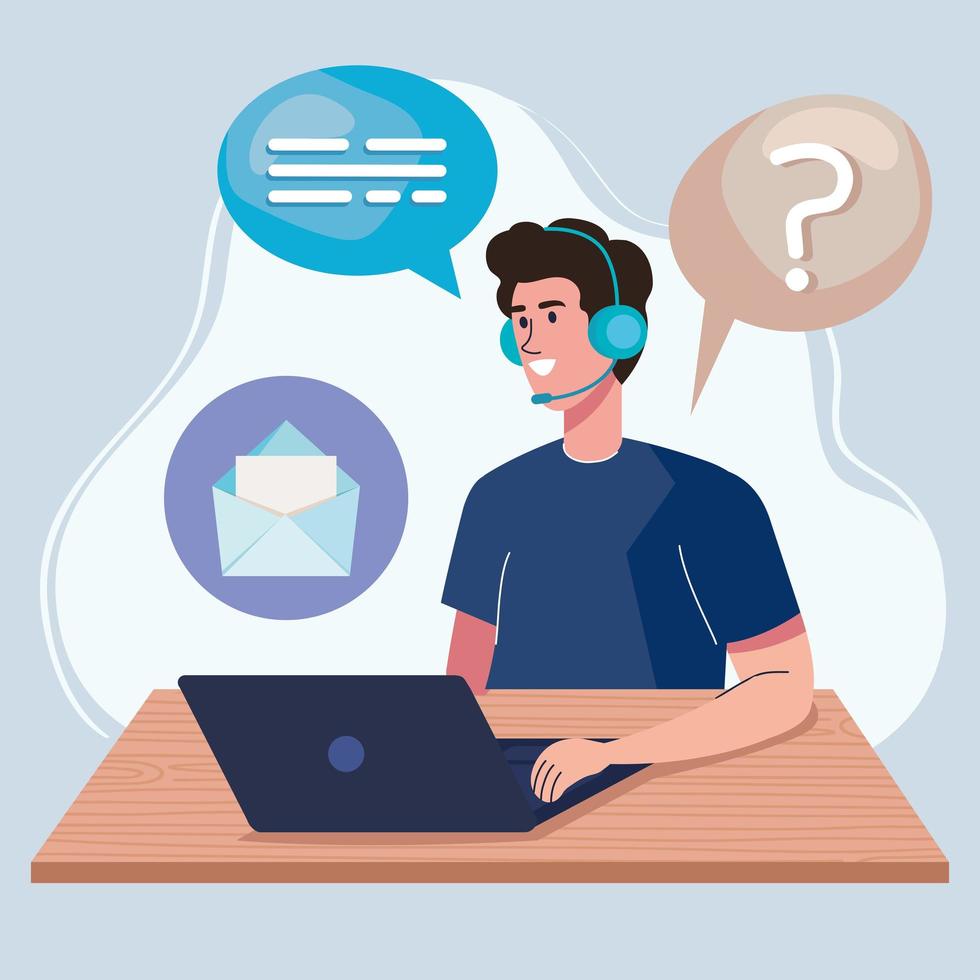 callcenter worker and icons vector
