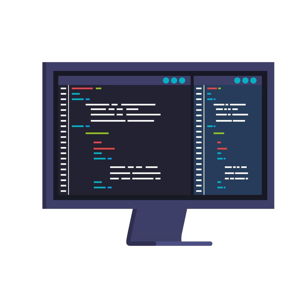 computer with web development vector