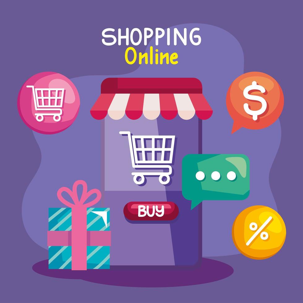 shopping online poster vector
