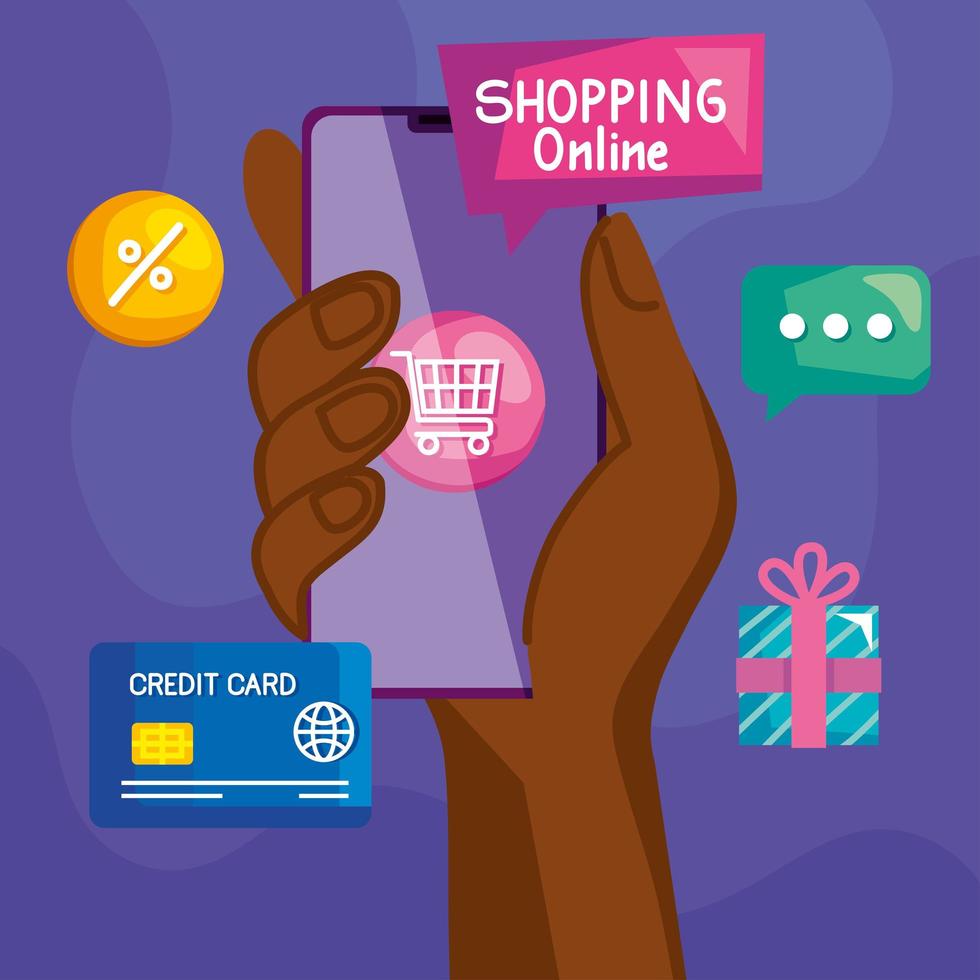 smartphone and shopping online app vector