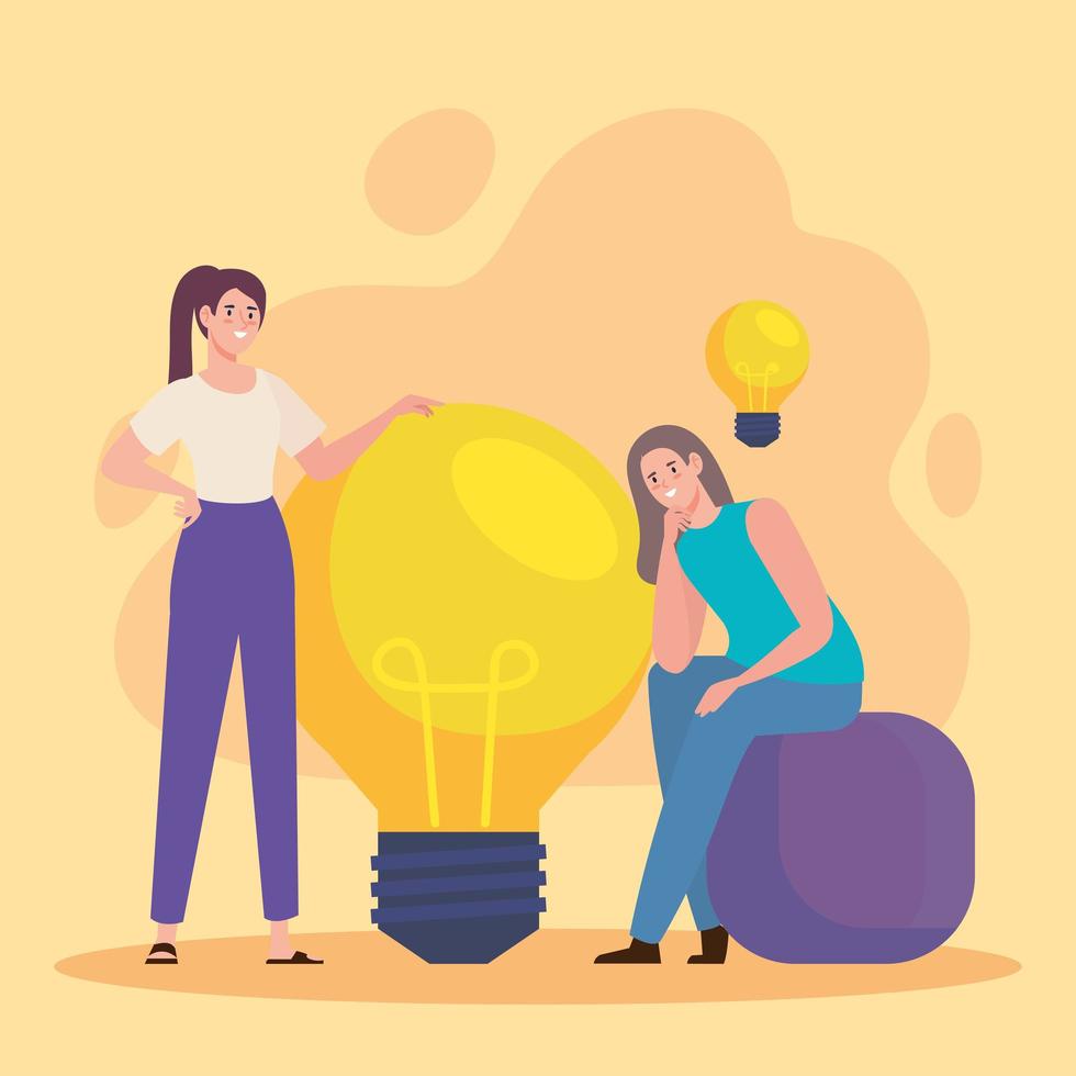 women thinking in one idea vector