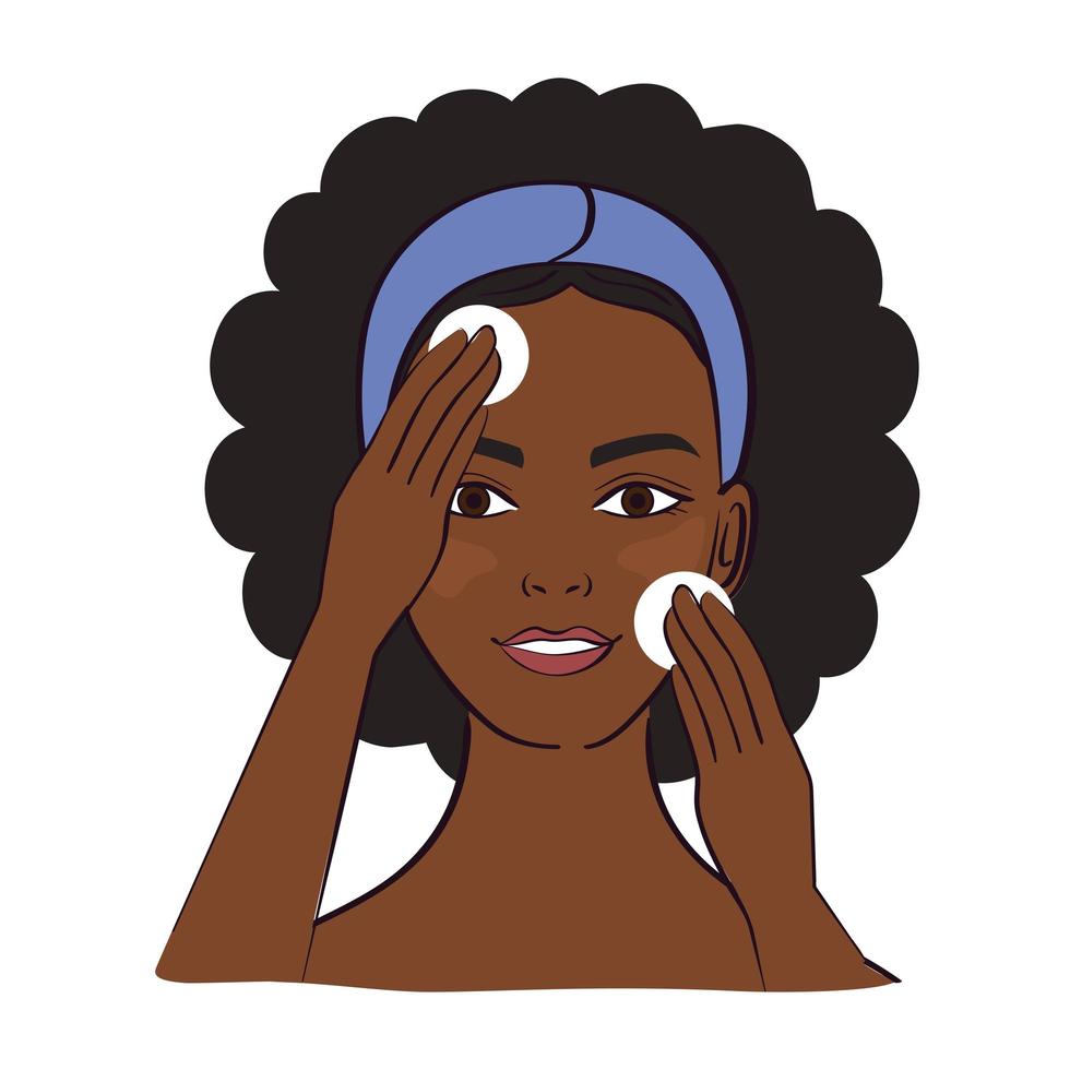 afro girl cleaning her face vector