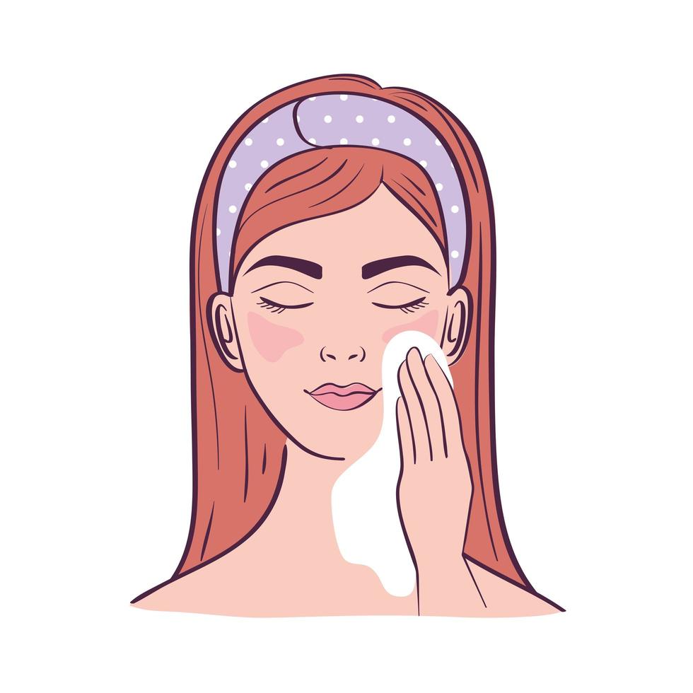 lady cleaning her face vector