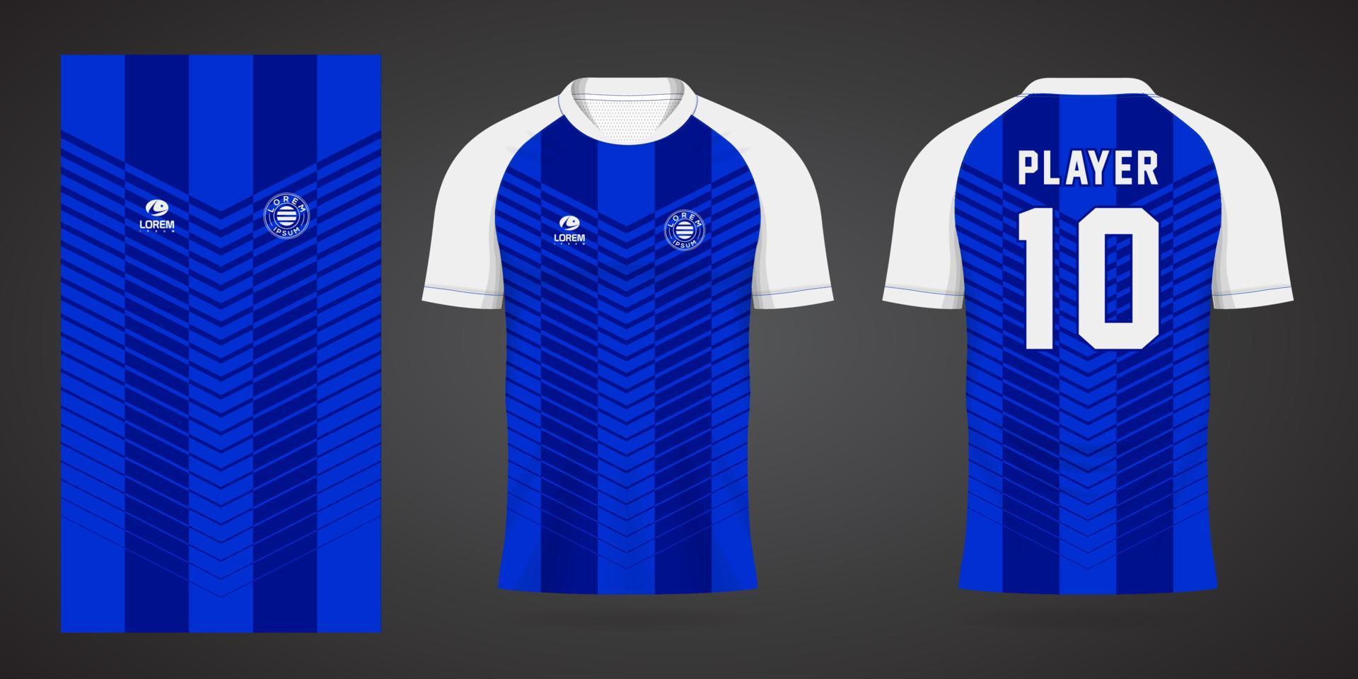 blue sports shirt jersey design template vector