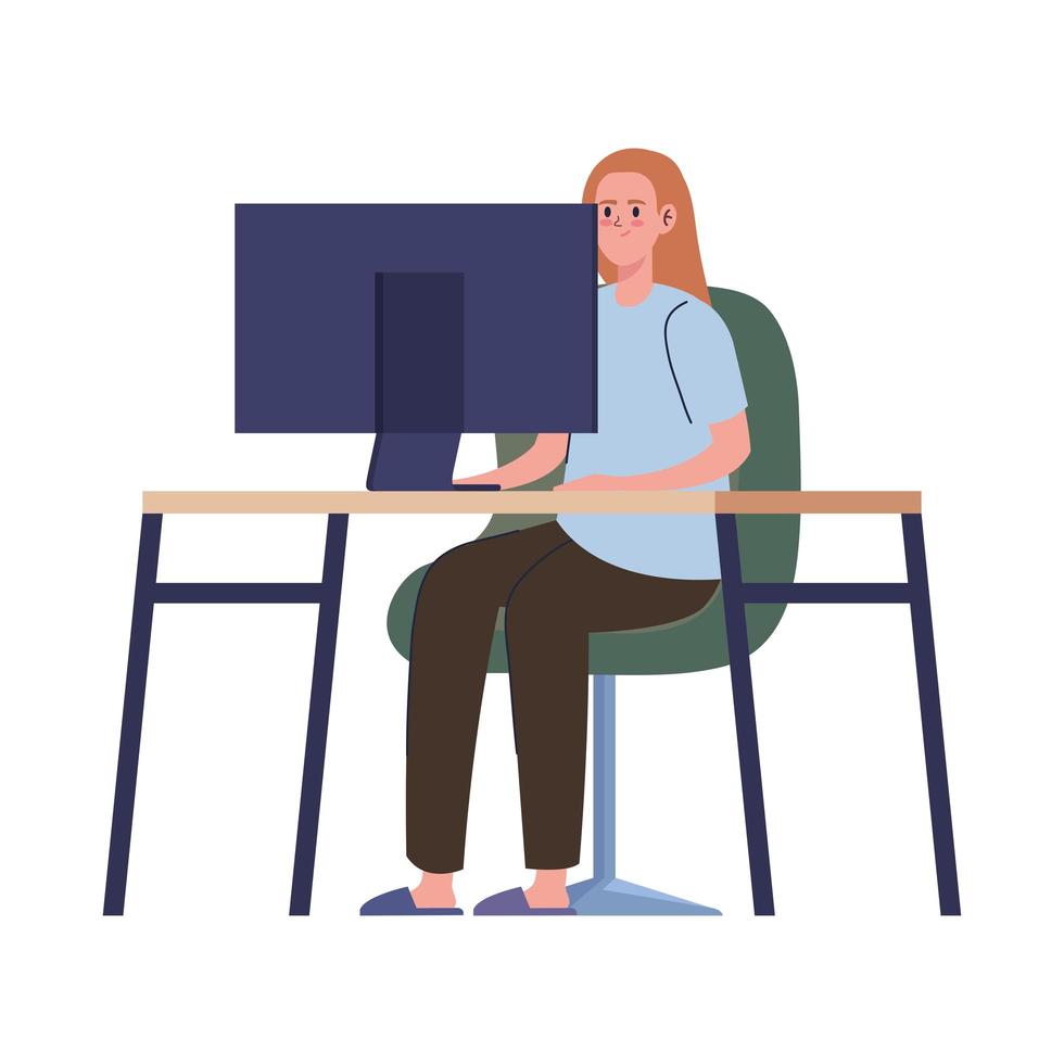 mujer joven en espacio de trabajo vector