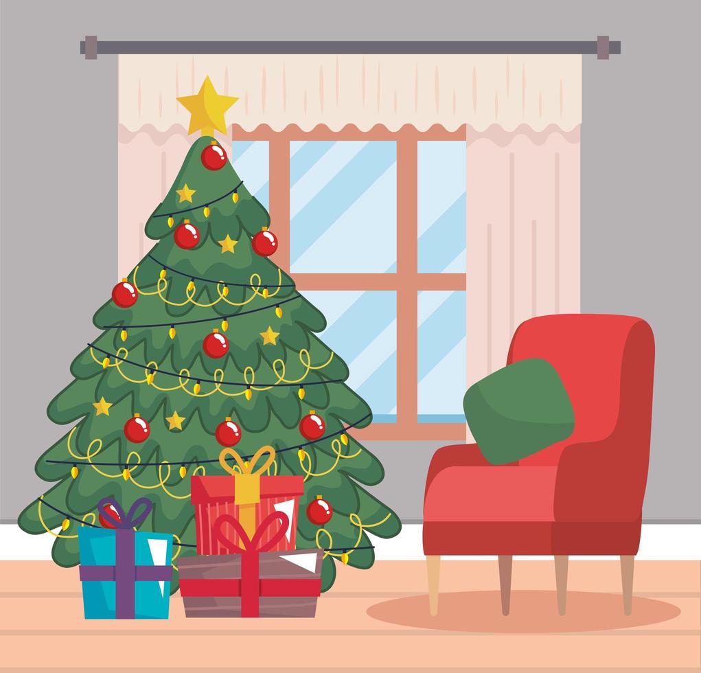 christmas house indoor vector
