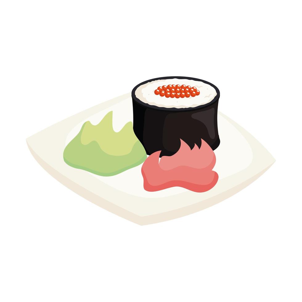sushi in dish vector