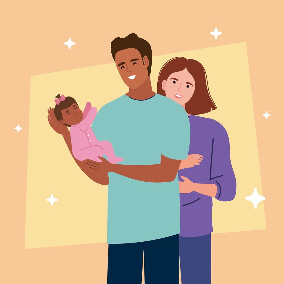 parents with newborn vector