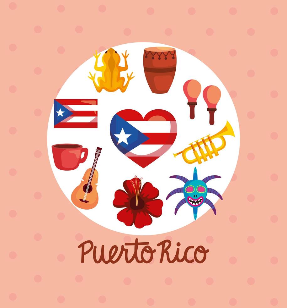 traditional icons of puerto rico vector