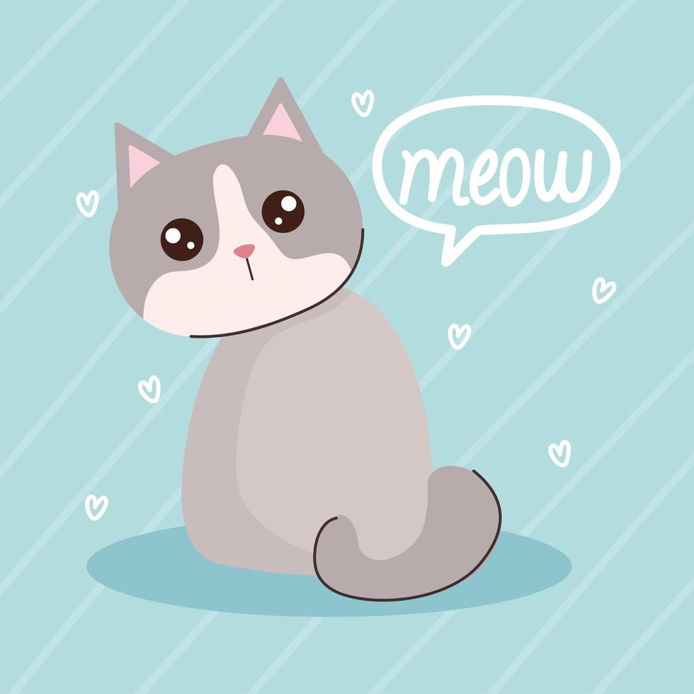 cute cat gray seated vector