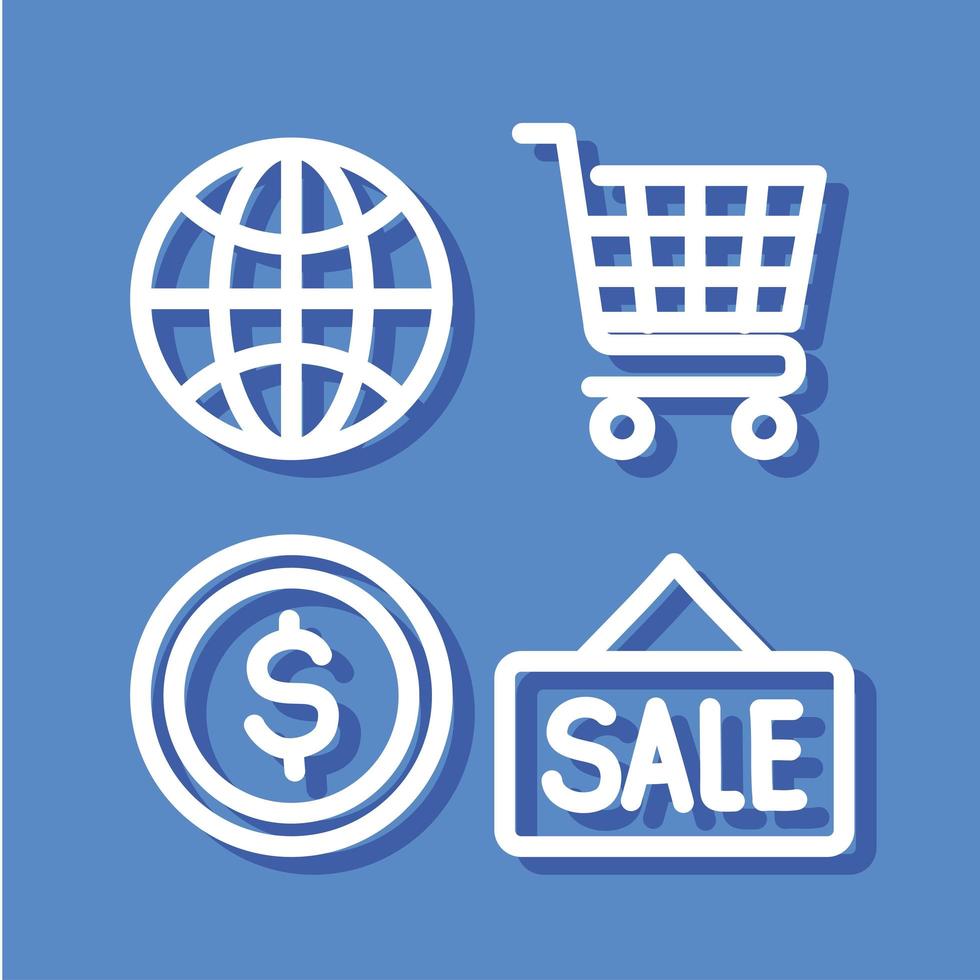 electronic commerce linear icons vector