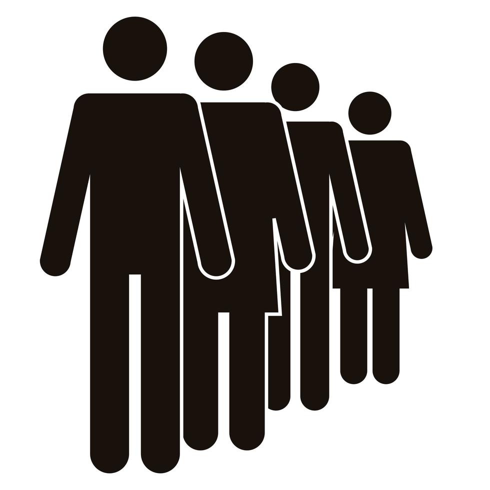 silhouettes figures four avatars vector