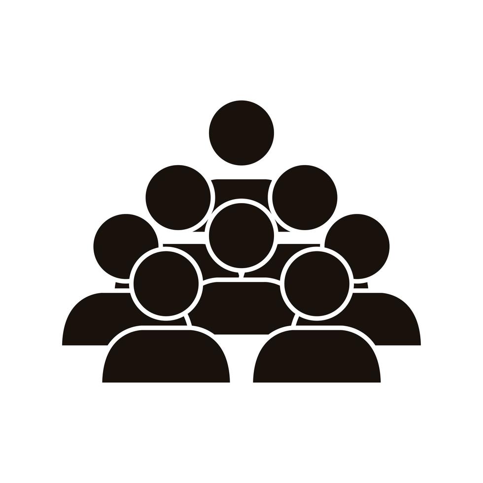 eight silhouettes figures avatars vector