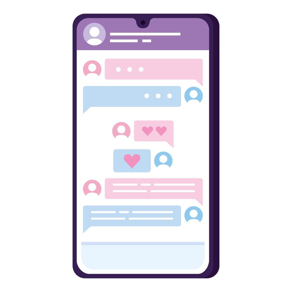 smartphone with romantic chat vector