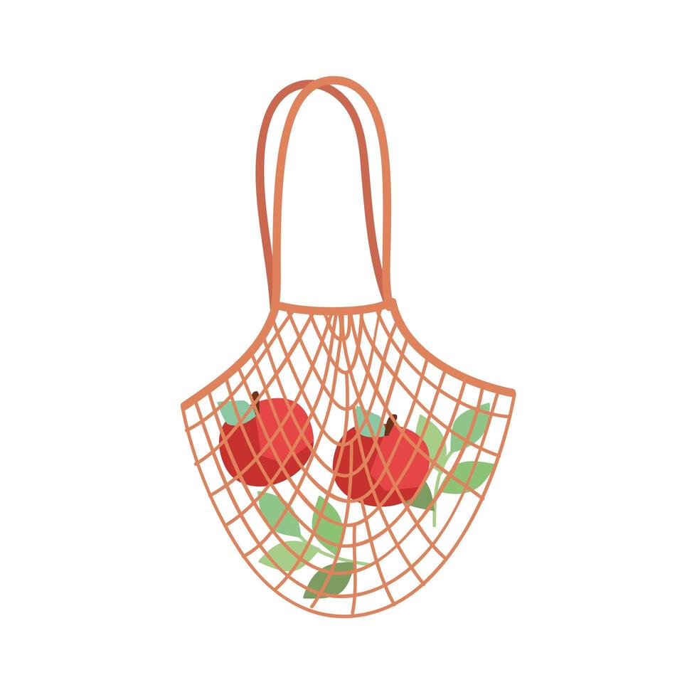 mesh bag with tomatoes vector