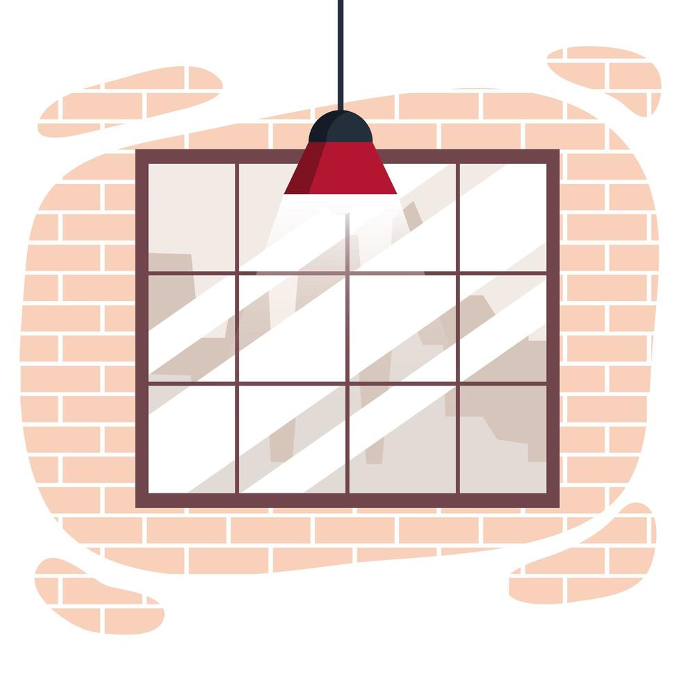 window with lamp vector