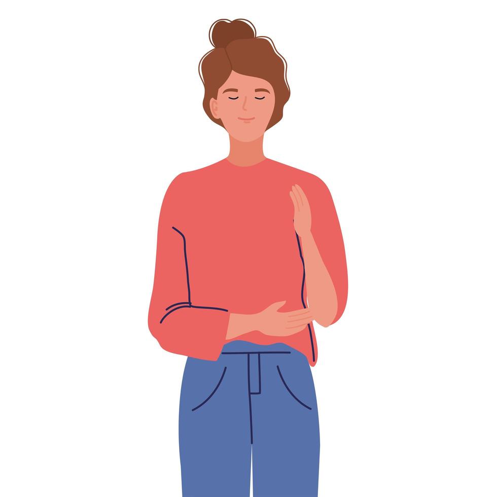 young woman standing character vector