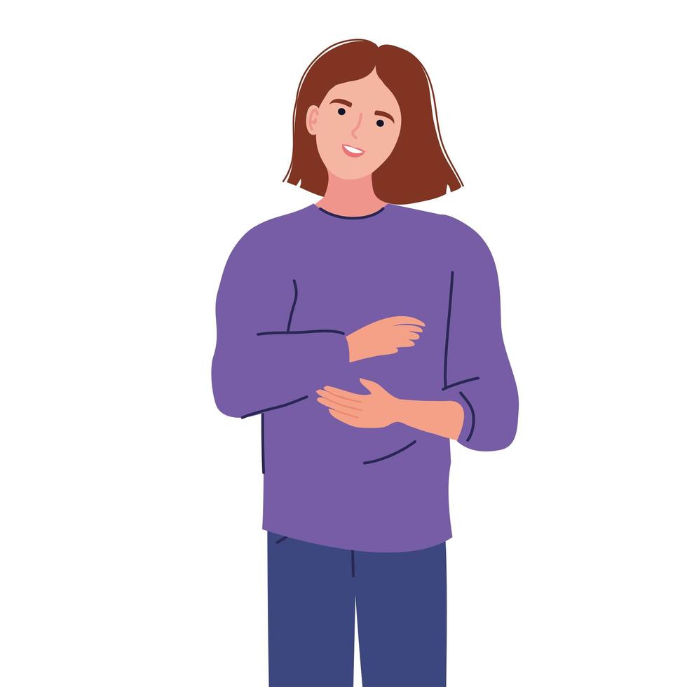 happy young woman character vector
