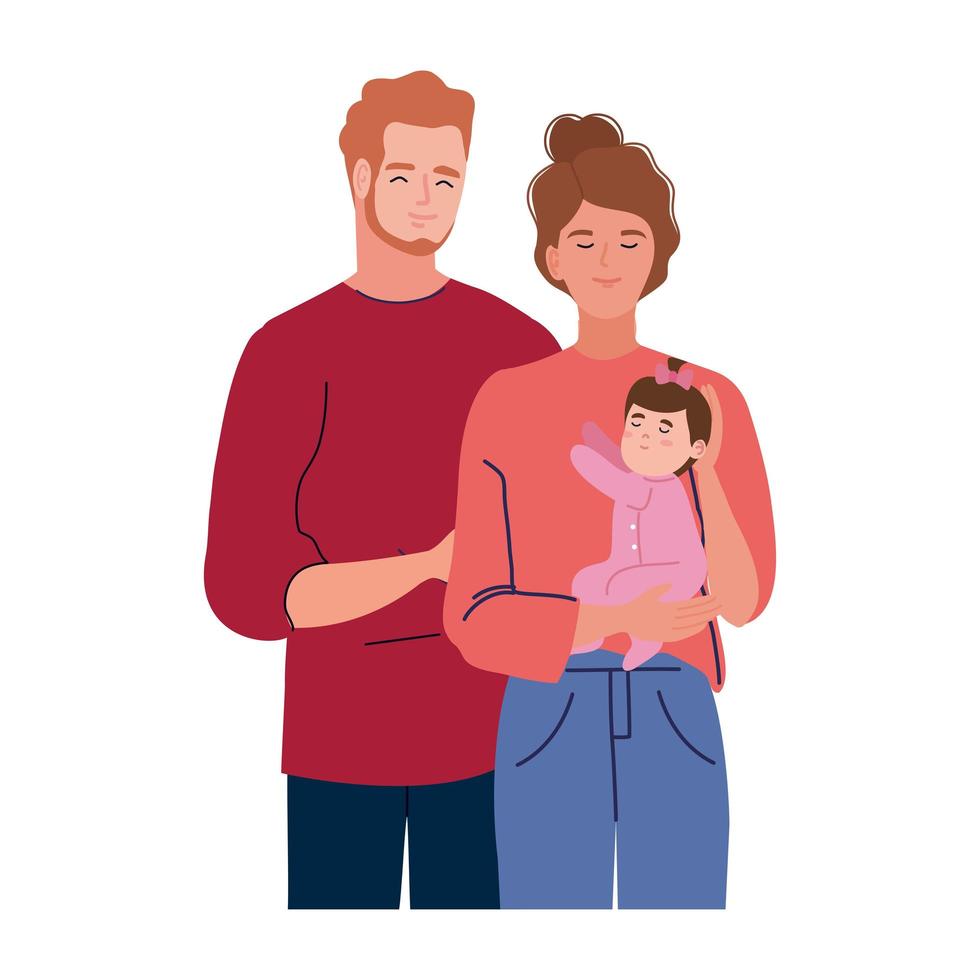 lovers couple with newborn vector