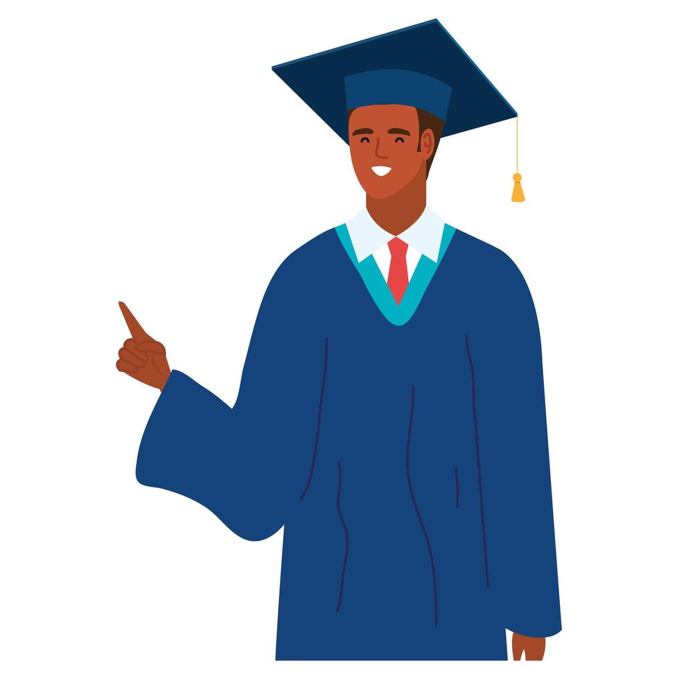 happy man afro graduate vector