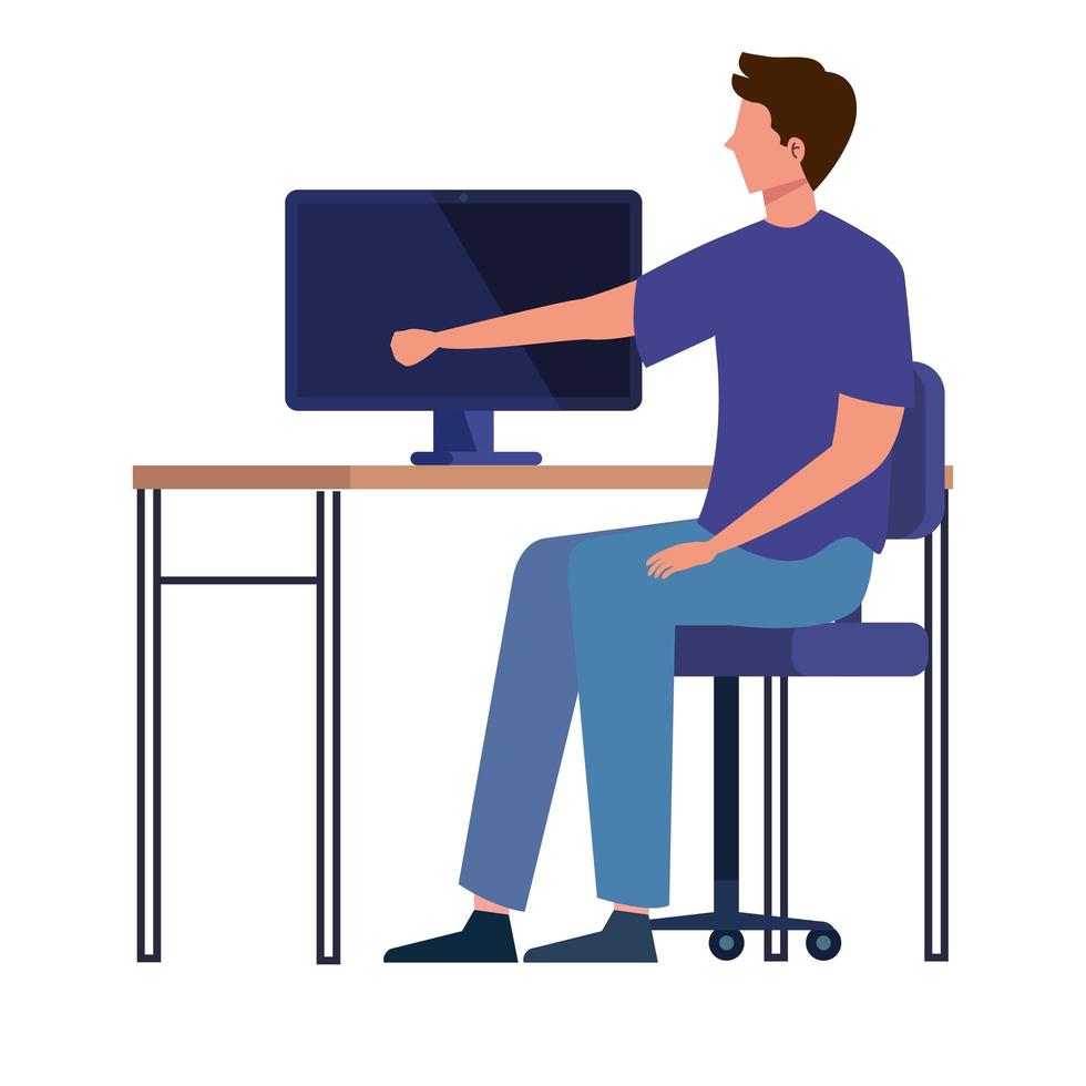 young man in workplace vector